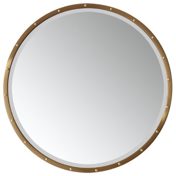 Cuneo 28" Circle Bathroom/Vanity Brushed Gold framed Wall Mirror