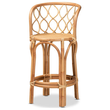 Diana Modern and Contemporary Natural Finished Rattan Counter Stool
