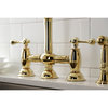 KS3792BLBS Restoration Bridge Kitchen Faucet With Brass Sprayer, Polished Brass