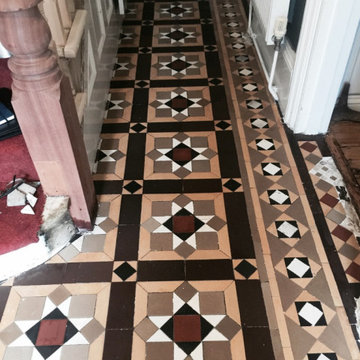 Tile Paint Removed from Victorian Hallway Tiles in Louth