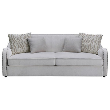 ACME Mahler Sofa with 4 Pillows in Beige Linen Fabric