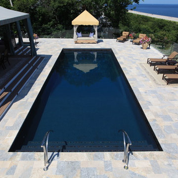 Rectangle Fiberglass Pool and Spa - Miller Place