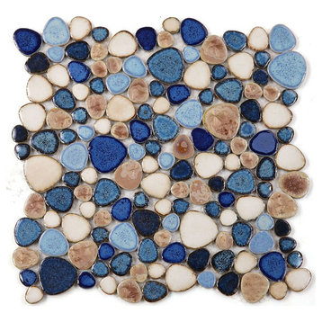 Mosaic Porcelain Tile Mancala Pebble Series - Seaworld - Pool Rated