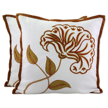 Majestic Flower Cotton Cushion Covers, Set of 2