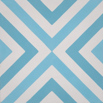 8"x8" Mazagan Handmade Cement Tile, White/Blue, Set of 12