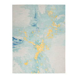 Nourison - Nourison Prismatic PRS26 Area Rug, Seafoam/Gold, 8'6" x 11'6" - Area Rugs