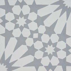 Moroccan Mosaic and Tile House - Agdal Handmade Cement Tile, Gray/White, Sample - Tile