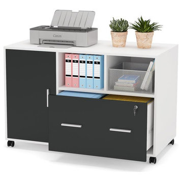 Tribesigns File Cabinet Modern Filing Cabinet White and Black