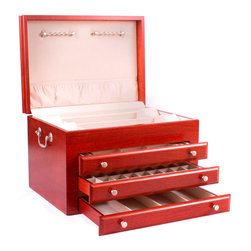 Majestic Jewelry Box with 3 Drawers in Heritage Cherry - Jewelry Boxes And Organizers