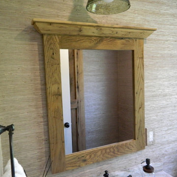 Reclaimed Chestnut Mudroom and Bathroom with Barn door