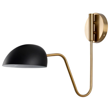 Trilby - 1 Light - Wall Sconce - Matte Black with Burnished Brass