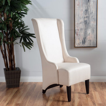 GDF Studio Sheldon Traditional Design High Back Fabric Dining Chair, Beige