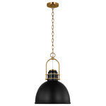 Visual Comfort & Co. - Upland 1-Light Indoor Extra Large Pendant Ceiling Light, Midnight Black/Brass - A refined take on a retro design, this metal pendant features a dome shade in a matte finish with Burnished Brass details.