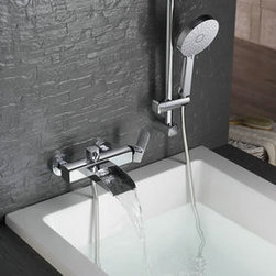 Contemporary Single Handle Wall-mount Waterfall Shower Set Faucet - T0556W - Bathtub Faucets