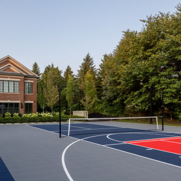 Luxury Landscape and Hardscape Design | Poolside Pavilion, Sports Court & Custom