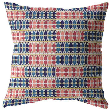 16" Red Blue Spades Suede Throw Pillow