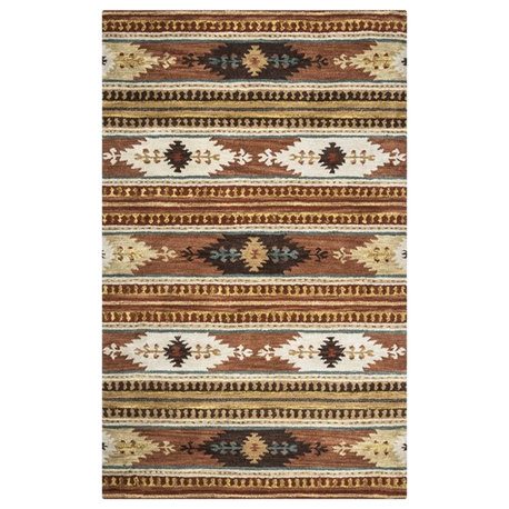 Alora Decor Ryder 3' x 5' Tribal Multi/Brown/Blue/Gold/Khaki Area Rug