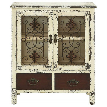 Parcel Antiqued White 2-Door, 2-Drawer Console