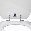 Round Toilet Seat With Chromed Metal Hinges, Wood, White