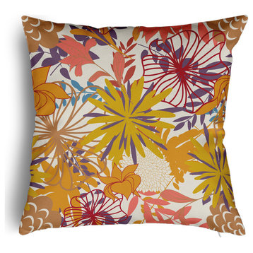 Jumble Floral Accent Pillow With Removable Insert, Mustard, 16"x16"