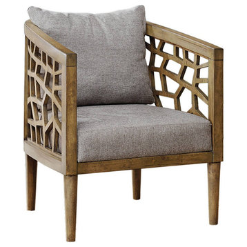 INK+IVY Crackle Lounge Wood Accent Chair, Light Grey