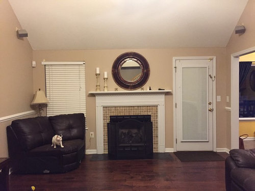 Deary Dark Living Room Would Help Brighten Up The E High Ceilings Are Challenging To Decorate Over Sofa As Well Any Suggestions Welcome This Is My First