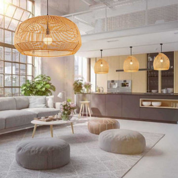 Bamboo Pendant Light, Bamboo Lampshade Living Room