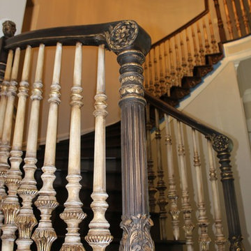Grand hand-carved wooden staircase