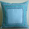Aqua Throw Pillow 20"x20" Art Silk Toss Pillow Covers, Blue Celebrations