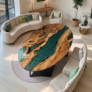Oval Epoxy Wood Table