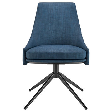 Signa Side Chair, Blue Fabric With Black Steel Base Set of 1