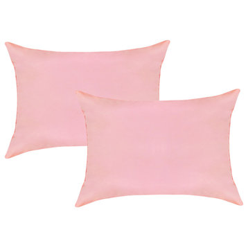 A1HC Nylon PU Coat Indoor/Outdoor Pillow Covers, Set of 2, Pink Flare, 12"x20"