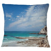 Rocky Coast Panoramic View Seashore Throw Pillow, 18"x18"