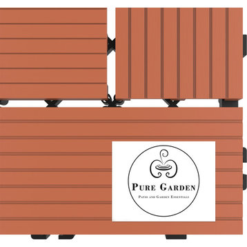 Pure Garden 6-Piece Interlocking Terra Cotta Color Patio Tiles