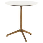 Four Hands - Helen End Table - Simple, sophisticated style. A slim tripod base of raw brass supports a rounded tabletop of polished white marble. It's the perfect surface for keeping a drink or book nearby.