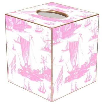 TB1217 - Pale Pink Boat Toile Tissue Box Cover