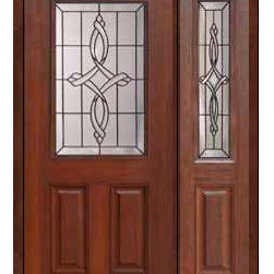Prehung Side light Door 80 Fiberglass Marsais 2 Panel 1/2 Lite Glass - Front Doors