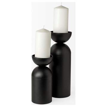 Alex Large Black Metal Cylindrical Table Candle Holder