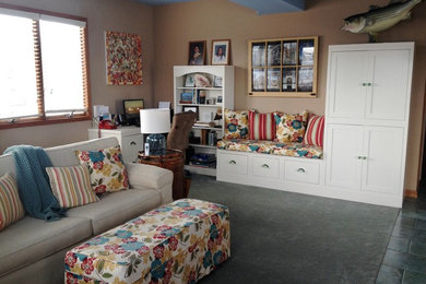 Example of a beach style family room design in New York