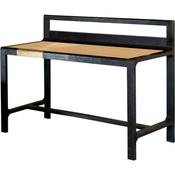 Coaster Purston Wood Writing Desk with Hidden Storage in Black and Brass