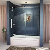 DreamLine Frameless Sliding Tub Door Clear Glass Door Polished Stainless Steel