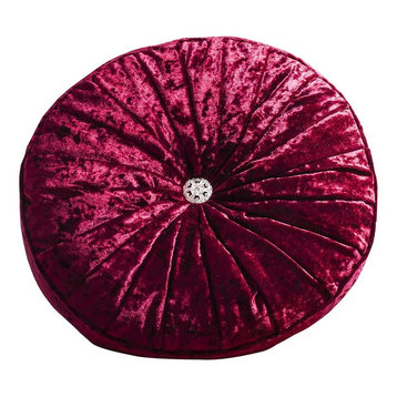 Loire Round Velvet Scatter Cushion, Red