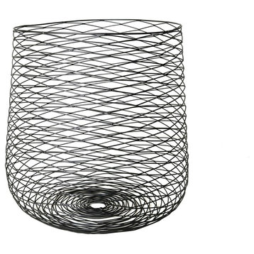 Retro Industrial Black Metal Wire Basket Set 2 | Storage Container Steel Mesh