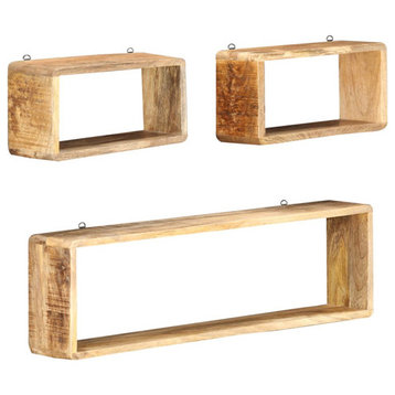 vidaXL Cubicle Shelves Display Floating Cube Shelves 3 Pcs Solid Mango Wood