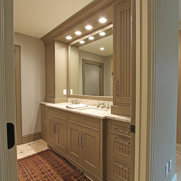 Double Sink Vanity with Painted Cabinets with a Glaze