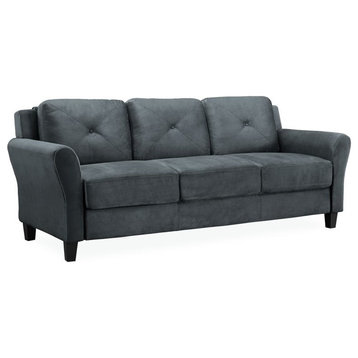 Hawthorne Collections 18.5" Contemporary Microfiber Sofa in Dark Gray
