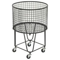 New Traditional Metal Roll Storage Basket, Iron Black, Silver