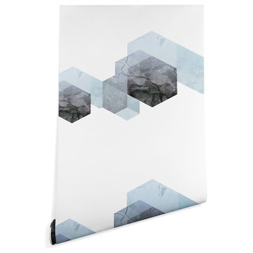 Deny Designs Emanuela Carratoni Marble Geometry Wallpaper, Blue, 2'x4'