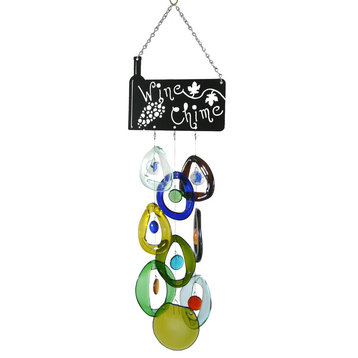 'Wine Chime' Recycled Glass Wine Bottle Windchime