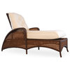 Grand Traverse Chaise, Carmel With Windward Stripe Seaside Fabric